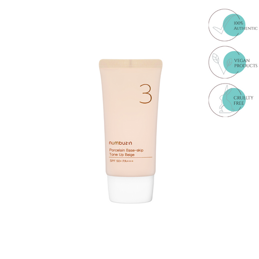 NUMBUZIN  - No.3 Porcelain Base-Skip Tone Up Beige SPF50+ PA++++ - 50ml